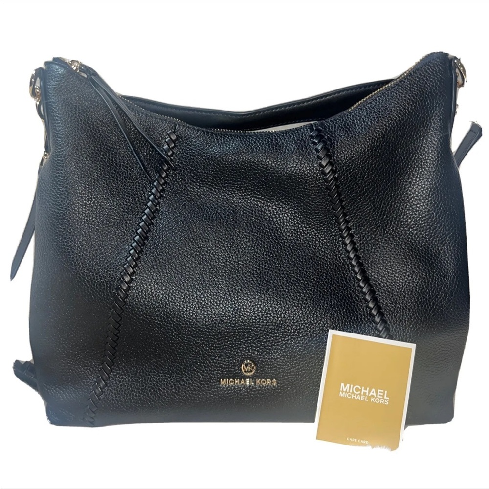 Michael Kors Sienna Black Large Pebbled Leather Shoulder Bag~NWT $358~